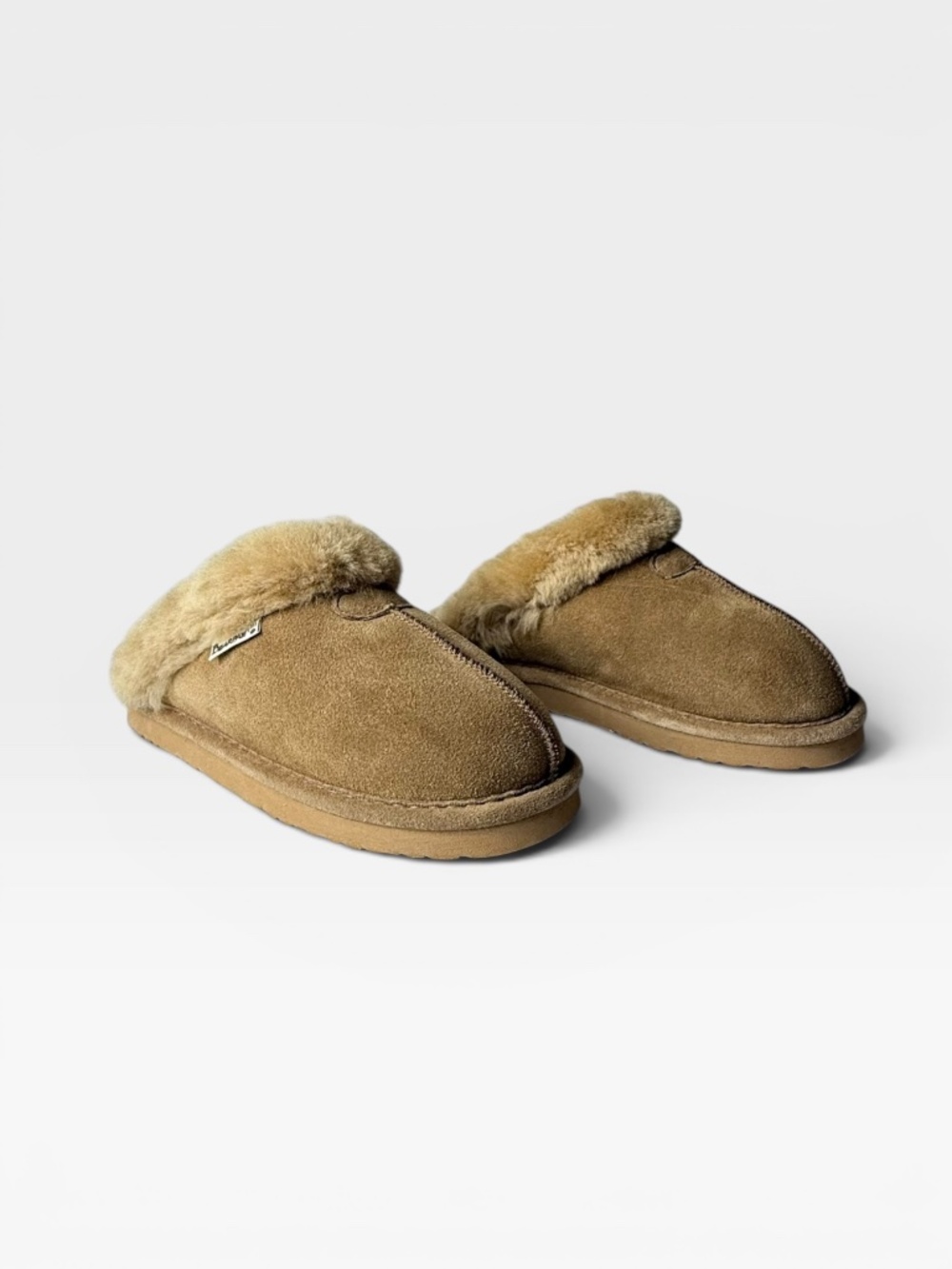 Bearpaw Suede Clog Slipper with Faux Fur Collar Size 9 Women's